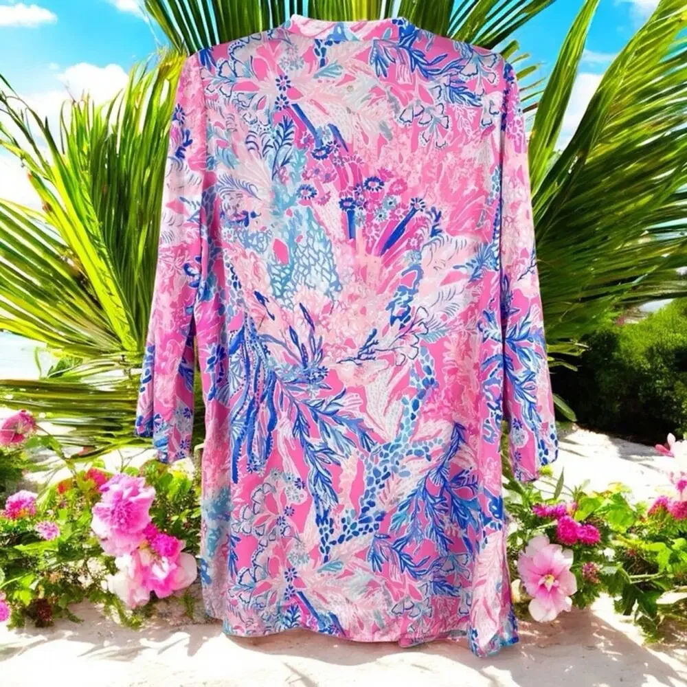 Lilly Pulitzer NWT Esme Swim Cover Tunic Light Pascha Pink Aquadesiac Large